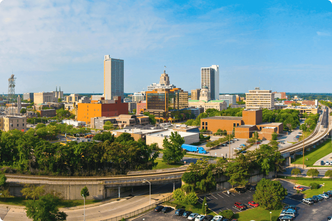 A view on a city at daylight.